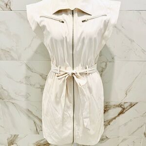 Le Lis Cream Zip-Up Mini Dress